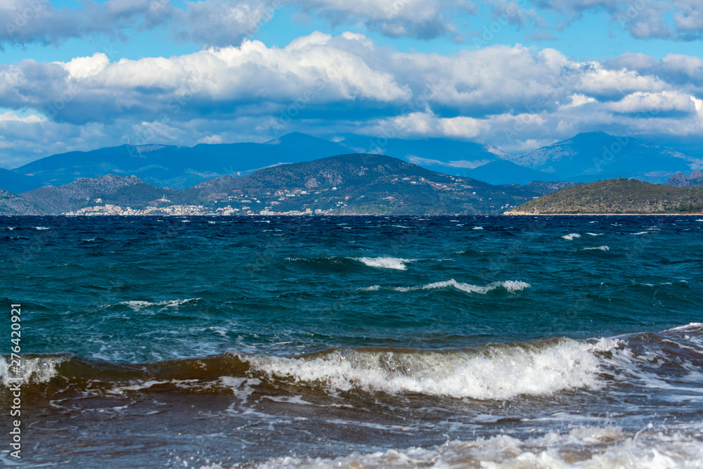 Dramatic view on dark stormy sea on Peloponnese, Greece Dramatic view on dark stormy sea on Peloponnese, Greece