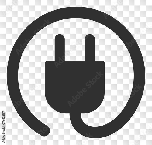 Electric plug EPS vector pictograph. Illustration contains flat electric plug iconic symbol on a chess transparent background.
