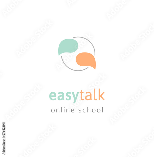Language school flat logo design
