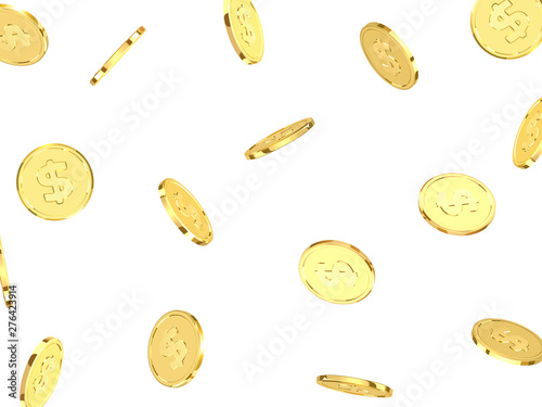 Golden coins. Realistic gold money isolated on white background