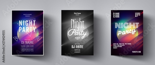 Flyer or Poster for music night club party with abstract background. Vector banner template design for event, disco party, concert, dance club,celebration,dj card. Creative brochure for festival,show.