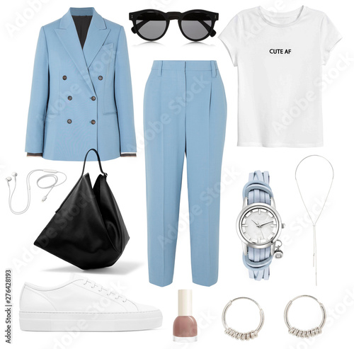Obraz na plátně mood board fashion clothes, outfit, clothes collage, set of fashionable clothes