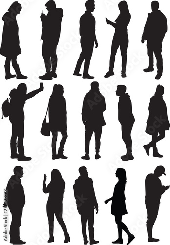 Group of people. Crowd of people silhouettes.