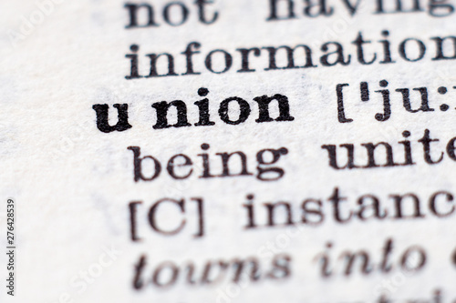 Canvas Print Definition of word Union