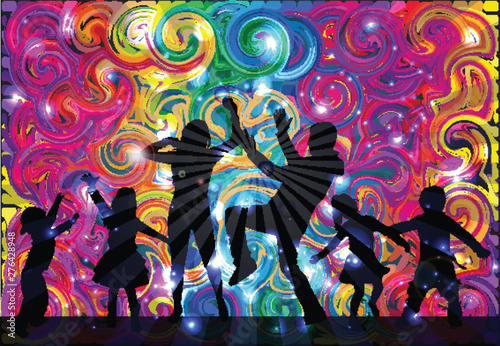 Family silhouettes . Abstract background.