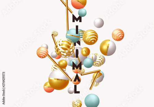 Background with 3d realistic spheres
