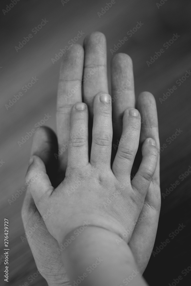 Fototapeta premium Mother's and child's hands black and white