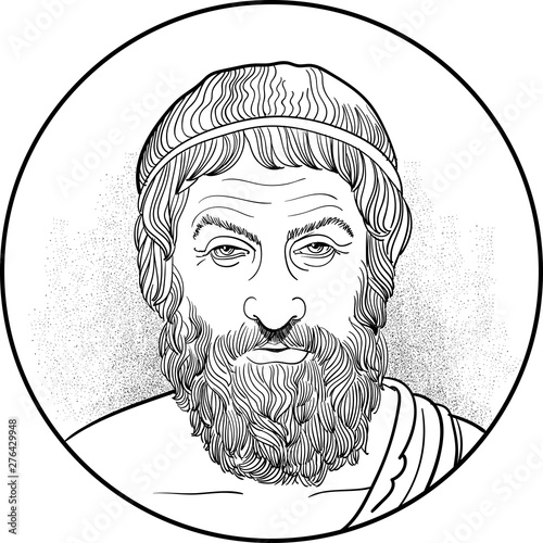 sophocles line art portrait, vector