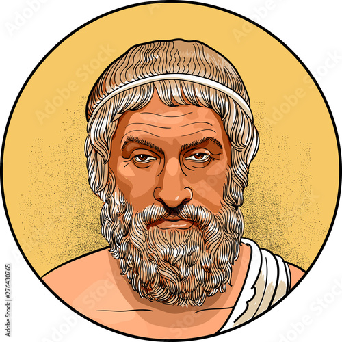 sophocles line art portrait, vector