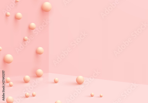 Background with spheres. scattered vertically and horizontally. Minimal abstract backdrop with realistic balls. art poster, modern trendy banner, 3d design objects