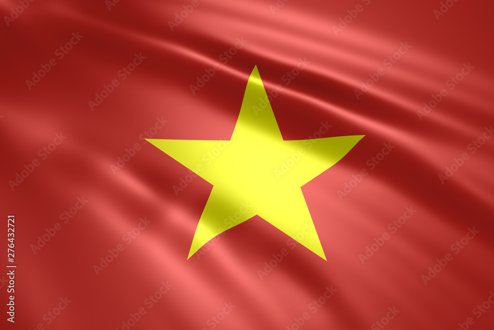 Vietnam biggest winner from Trade war , Made in Vietnam smart logistic concept. Flag with yellow star. Chinese investment toward Southeast Asia. Vietnam biggest winner from Trade war , Made in Vietnam smart logistic concept. Flag with yellow star. Chinese investment toward Southeast Asia.