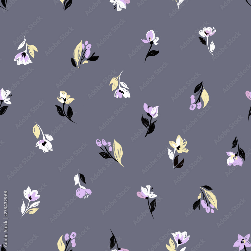 Fototapeta premium Creative universal artistic floral background. Hand Drawn textures. Trendy Graphic. Flowers pattern textile