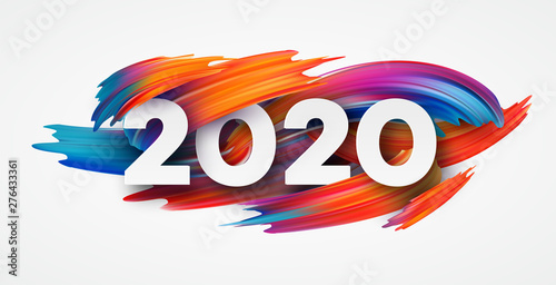 Happy New Year 2020. Lettering greeting inscription. Vector illustration