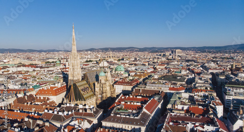 Aerial view Of Vienna with St. Stephen's Cathedral