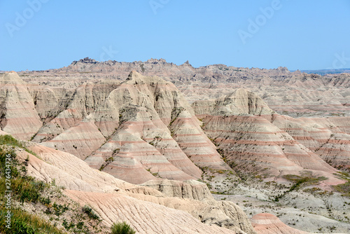 colorful rock sediments in badlands national park in south dakota