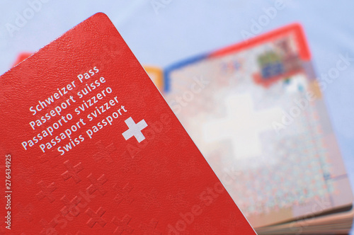 Close up picture of one Swiss passport