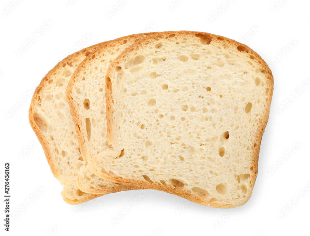 Slices of wheat bread isolated on white, top view Slices of wheat bread isolated on white, top view