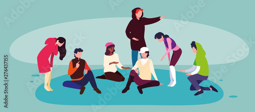 young people resting avatar character