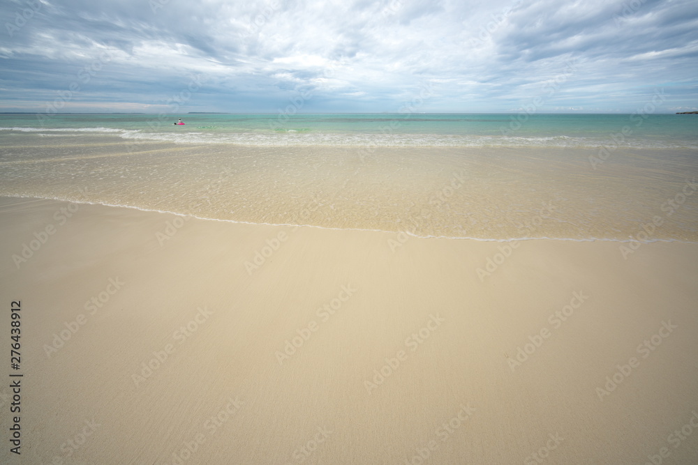 Irabu island, Japan - June 25, 2019: Toguchi beach or Toguchi-no-hama in Irabu island, Okinawa