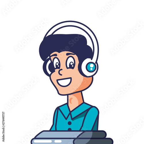 customer service agent with headset