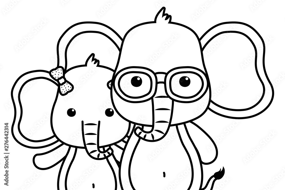 Couple of elephants design vector illustrator Couple of elephants design vector illustrator