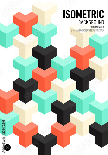 Abstract isometric geometric shape layout poster design template background
