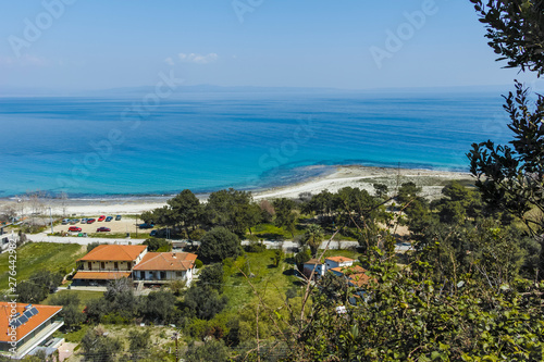 Panoramic view of beach of town of Afytos, Chalkidiki, Greece