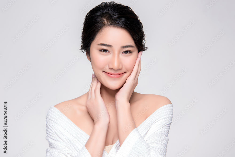 Beautiful Young Asian Woman with Clean Fresh Skin, Beautiful Young Asian Woman with Clean Fresh Skin,
