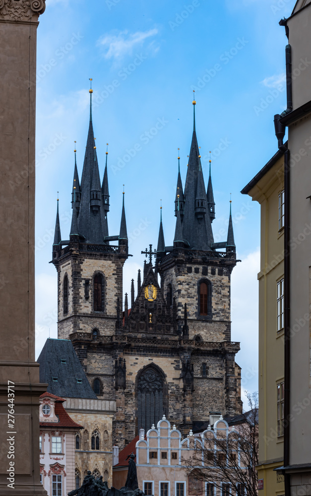 Towers of gothic church in Prague