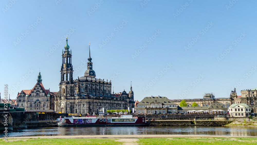 The Old Town architecture with Elbe river in Dresden, Germany