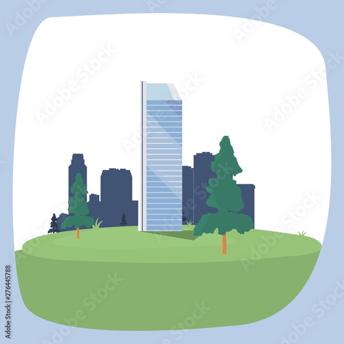 high building city park panorama