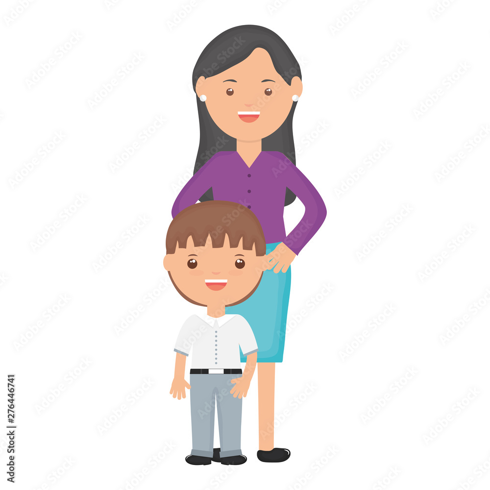 cute little student boy with female teacher cute little student boy with female teacher