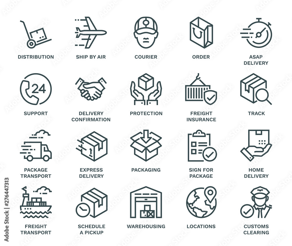 Delivery Icons, Monoline concept Stock Vector | Adobe Stock