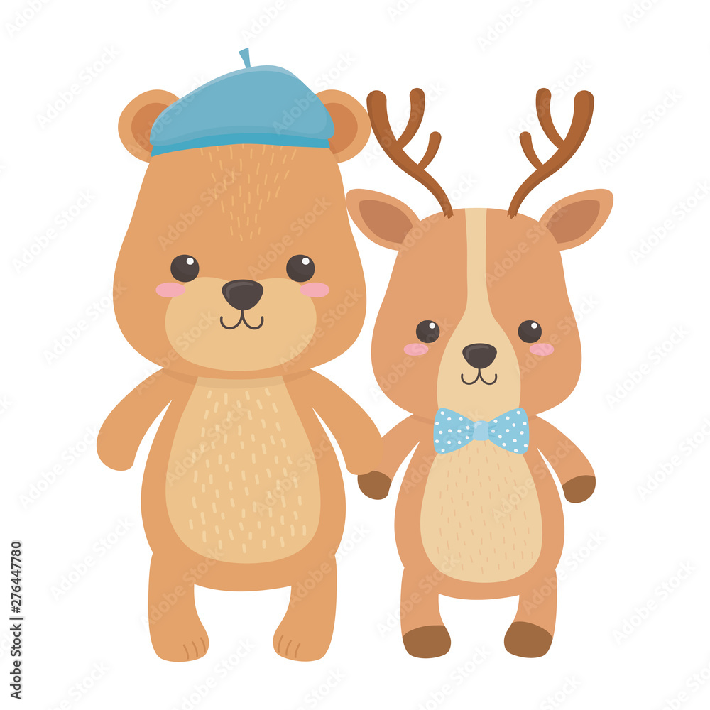Reindeer and bear cartoon design Reindeer and bear cartoon design