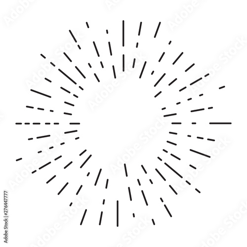 Retro sun bursts, Vintage radiant sun rays shape for logo, labels or emblems and typography decoration template vector Illustration isolated on white background.
