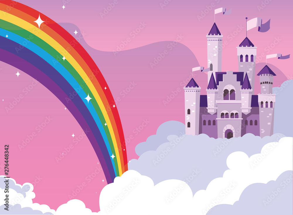 Fototapeta premium castle building fairytale in the sky with clouds