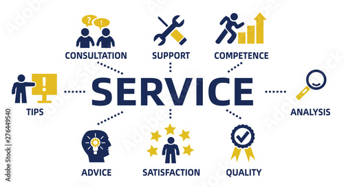 service concept chart with icons and keywords © cacaroot