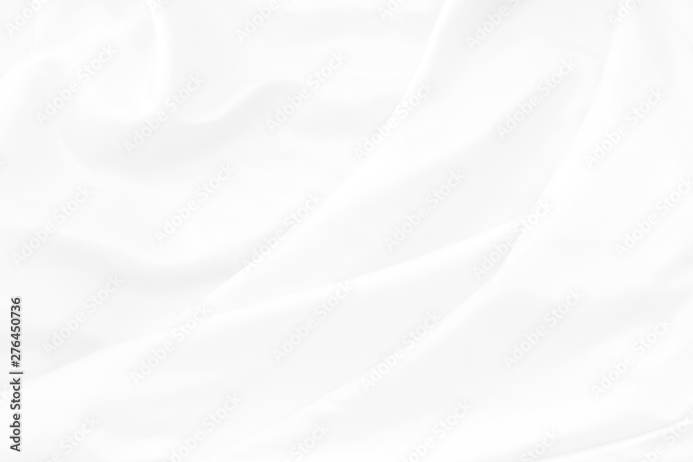 White fabric  background abstract with waves. soft focus