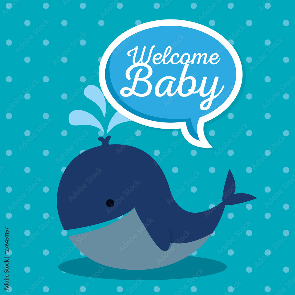 chat bubble message and whale decoration