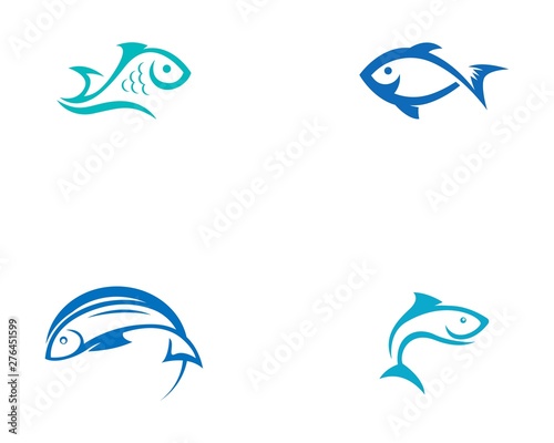 Fish logo template. Creative vector symbol of fishing