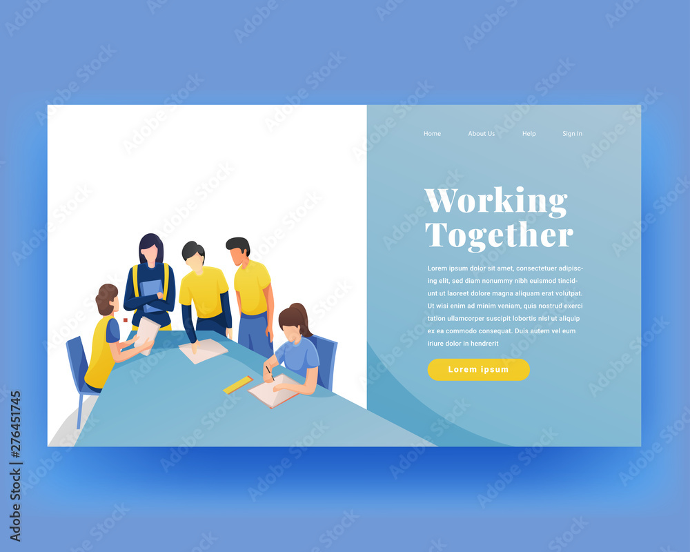 People working in friendly open space workplace. Coworking, freelance, teamwork, communication, interaction, idea, independent activity concept, violet palette. Website landing web page template. People working in friendly open space workplace. Coworking, freelance, teamwork, communication, interaction, idea, independent activity concept, violet palette. Website landing web page template.