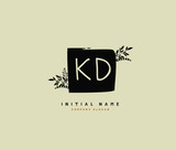 K D KD Beauty vector initial logo, handwriting logo of initial signature, wedding, fashion, jewerly, boutique, floral and botanical with creative template for any company or business.