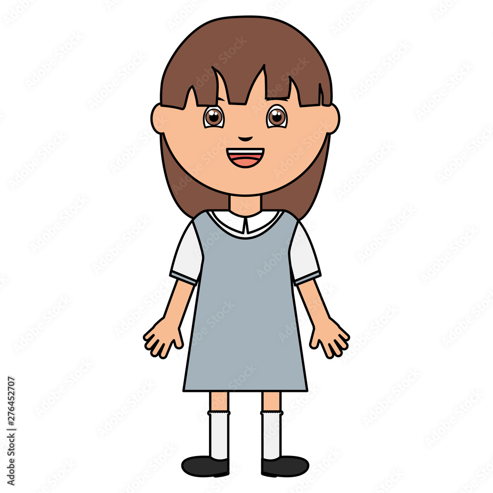 cute little student girl character