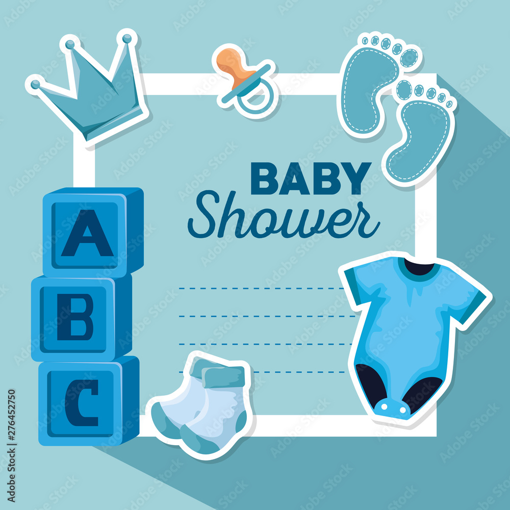 card of pijama with cubes and footprint with socks card of pijama with cubes and footprint with socks