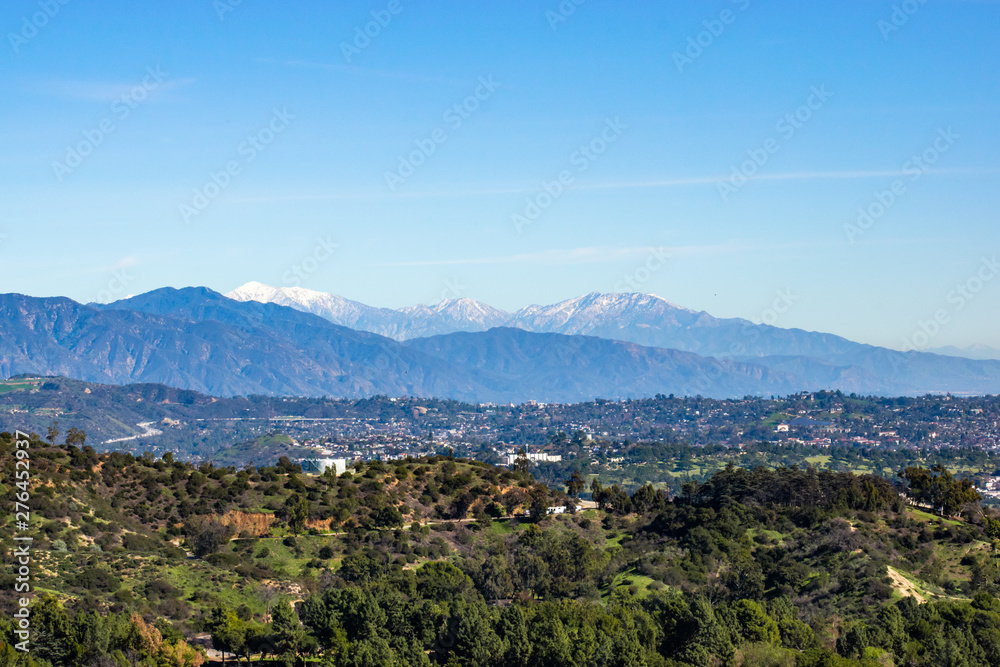 City view Los Angeles mountains from Astronomical Observatory and Griffith Park