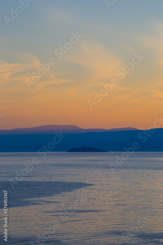 Beautiful sunset on lake Baikal. Siberia, Russia. Baikal nature.