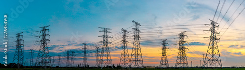 High voltage post,High voltage tower sky sunset background photo