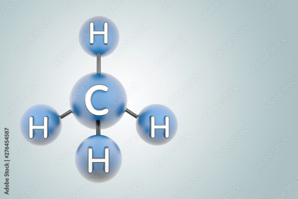 ch4 - molecule methane. Render of 3d model with copy space. ch4 - molecule methane. Render of 3d model with copy space.