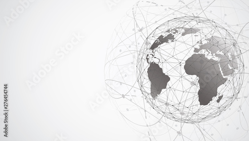 Global network connection. World map point and line composition concept of global business. Vector Illustration