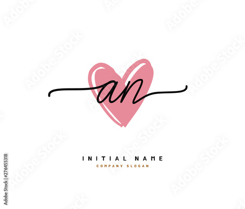 A N AN Beauty vector initial logo, handwriting logo of initial signature, wedding, fashion, jewerly, boutique, floral and botanical with creative template for any company or business.